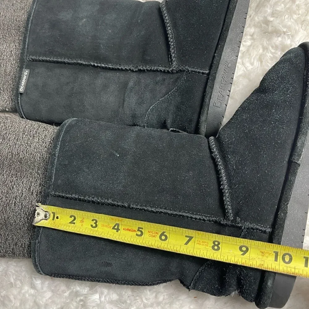 BearPaw black leather suede mid calf boots.sheepskin & wool blend lining SZ10